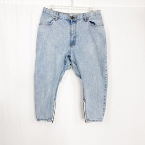 One Teaspoon Kingpins Shabby Cropped Baggy Jeans, Size 28, Blue
